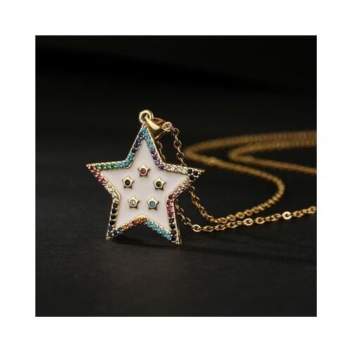 Multicolor Star Party Womens Pendant Necklace Fashion Female Choker Necklaces Jewelry Simple Ladies Pentagon-Star Jewelry Gifts