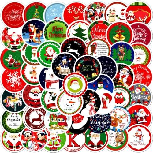 10/60pcs Stickers Christmas Deer Santa Claus Snowman Children Gift Sticker for On Skateboard Graffiti Suitcase Luggage Sticker