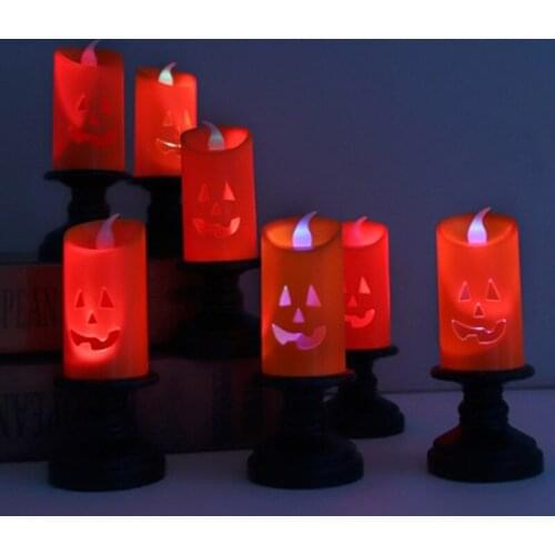12Pcs/box Halloween Candle Light Colorful Led Candle Holder Desktop Decoration Props Halloween Haunted House Atmosphere Props