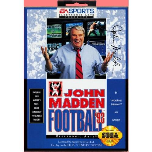 John madden football 93 16 Bit MD Game card with Retail Box For Sega Genesis & Mega Drive