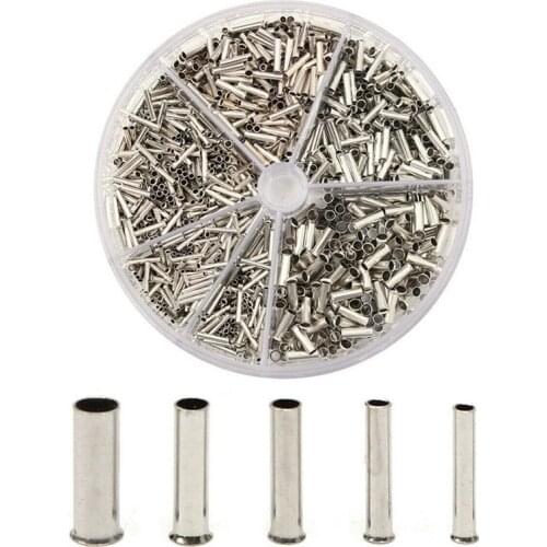 1900Pcs Terminals 5 Models Non Insulated Electrical Crimp Cord Wire End Terminal Connector Kit