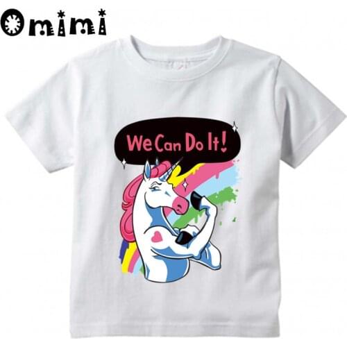 Boys/Girls 3D Unicorn We Can Do It Cartoon Design T-Shirt Childrens Funny Short Sleeve Tops Clothing Kids T Shirt,ooo3014