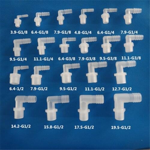 5pcs G1/8 1/4 G3/8 G1/2 L type Plastic Barbed Connectors Tube Joiner Hose Pipe Fitting Adapter