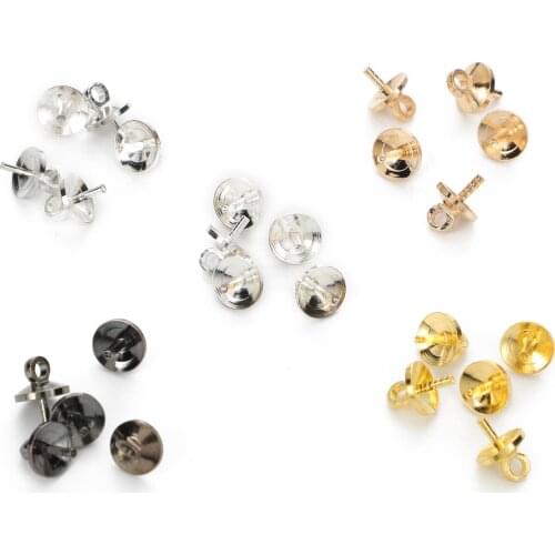 50pcs 3-8mm 6 Colors Metal Charms Eye Pins Beads End Caps For Jewelry Making DIY Pendant Connectors Jewelry Findings Handmade