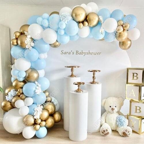 97pcs Macaron Blue Wedding Party Backdrop Baby Shower Arch Welcome Decoration Birthday Golden Event Welcome Balloon DIY Garland