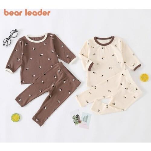 Bear Leader Baby Girls Boys Casual Clothes Sets Korean Fashion Toddler Kids Floral Tops And Pants Outfits Soft Cotton Homewear
