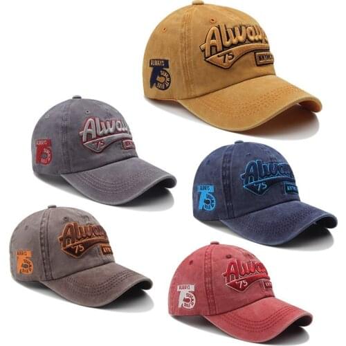 Mens Retro Baseball Cap Cotton Letter Embroidery Fashion All-Match Outdoor Leisure Sports Sun Protection Hat