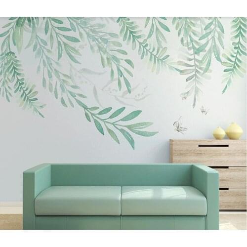 XUE SU Large custom mural wallpaper Nordic hand-painted leaves sofa TV background wall covering