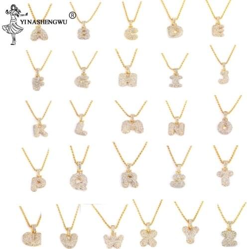 Custom Name Bubble Letters Necklaces & Pendant Chain For Men Women Gold Silver Color Cubic Zircon Hip Hop Mens Jewelry Gifts