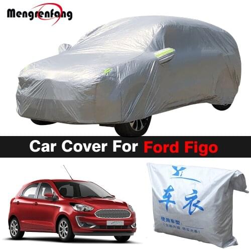 Full Car Cover For Ford Figo Ikon Ka 2010-2021 Outdoor Sun Anti-UV Rain Snow Fog Protection Dust Proof Cover