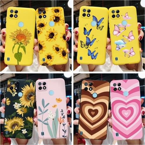 Realme C21Y Case RMX3261 Cute Love Heart Sunflower Cover Soft Silicone Phone Cases For Oppo Realme C21Y C 21 Y RealmeC21Y Bumper