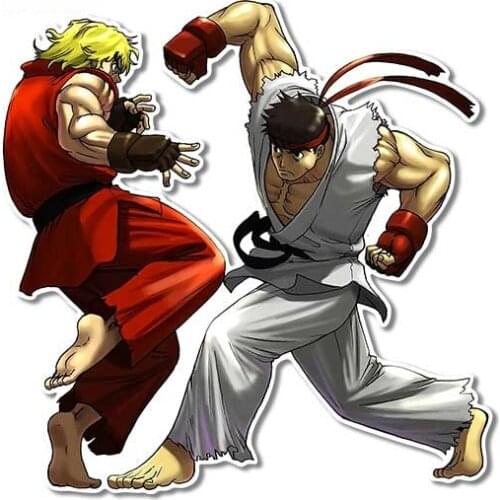 Dawasaru for Arcade Fighter Ken Masters Ryu Bumper Car Stickers Refrigerator Cartoon Decal Windows Car Styling 13cm X 13cm