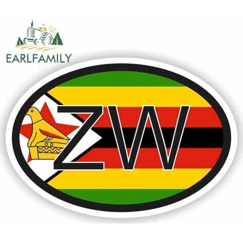 EARLFAMILY 13cm x 9.1cm For Zimbabwe Zw Africa Vinyl Car Wrap Creative Stickers Car Graphic Decal Repair Sticker Pull Flower