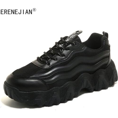 ERENEJIAN 2021 Mens Platform Shoes Breathable Walking Sneakers Increased Footwear Comfortable Lace Up Zapatillas