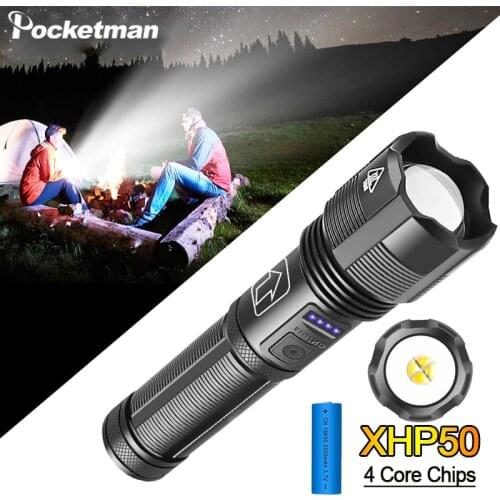 10000Lm XHP50 Rechargeable LED Flashlight Super Bright 5 Modes Tactical Flash light USB 18650 Torch Lantern For Camping Fish