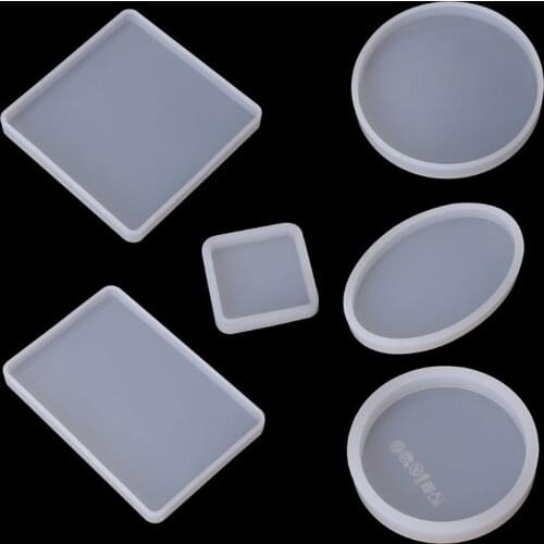 6 Pcs Resin Mold Square Round Silicone Jewelry Casting Mold Coaster Mould For Pressure Board Epoxy DIY Crafts E56C