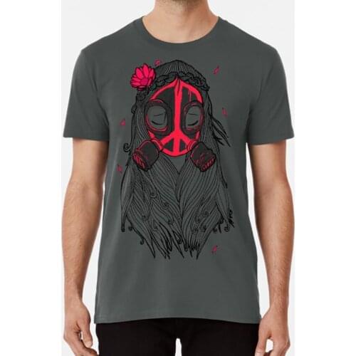 War& Peace T Shirt Peace War Gasmask Industrial Gas Mask Love Music Hippy Flowerpeace