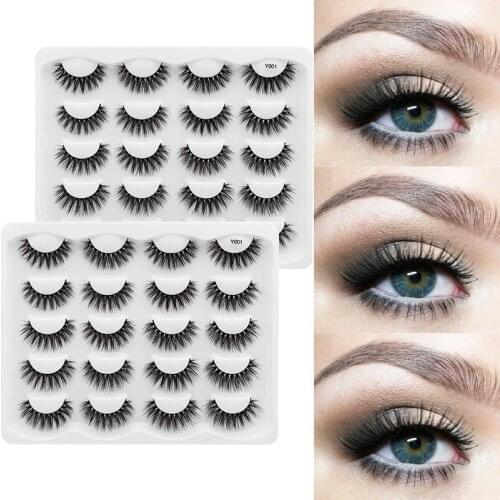 Makeup False Eyelashes 3D Imitation Mink Hair 10 Pairs Neutral Thick Long Extension Packaging Realistic Thick Eyelashes