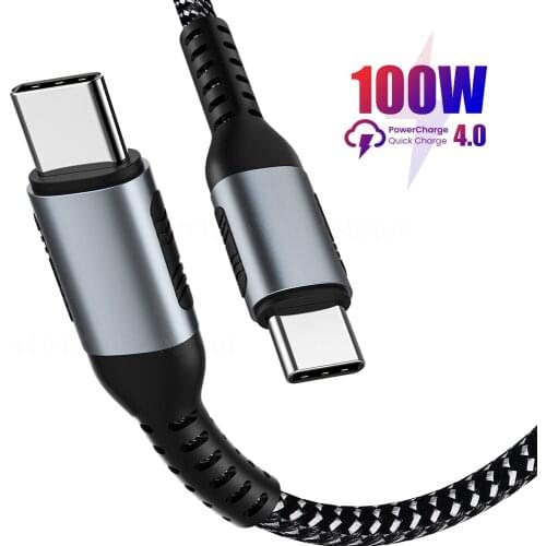 100W PD Type C to USB Type C Cable 5A Fast Charger Cord USB-C Cable For Xiaomi Huawei Samsung MacBook Braided Wire Data Cable