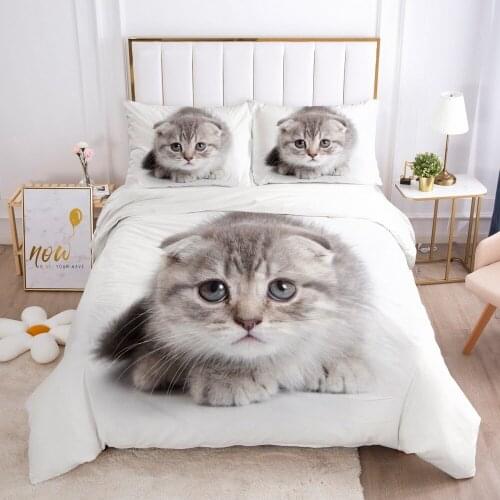 3D Pet Cats and Dog Bedding Sets Duvet Cover Set Comforther Cases Quilt Covers Pillowcase King Queen Full Twin Size Bed Linen