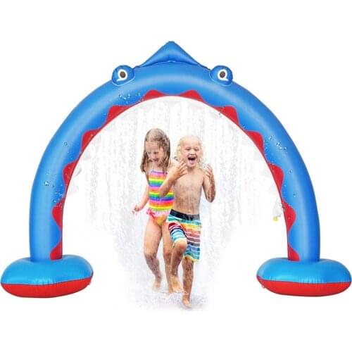 LazyChild Shark Inflatable Rainbow Arch Play Mat Water Spray Kids Sprinkler Play Toys Air Matress Summer Pool Toy Lawn Games Pad
