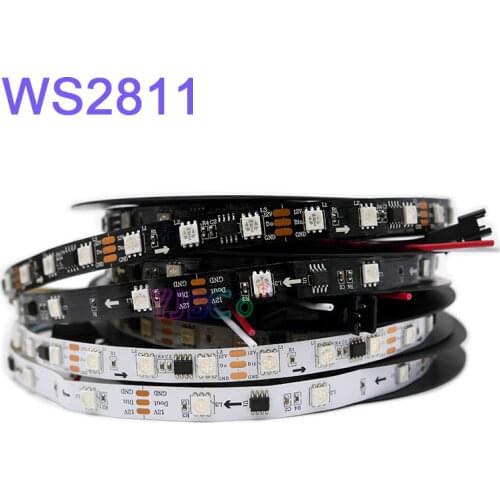 5m Addressable WS2811 LED Strip Light DC12V WS2811 IC Smart 5050 RGB pixels LED Lamp Tape 30/48/60 leds/m IP30/IP65/IP67