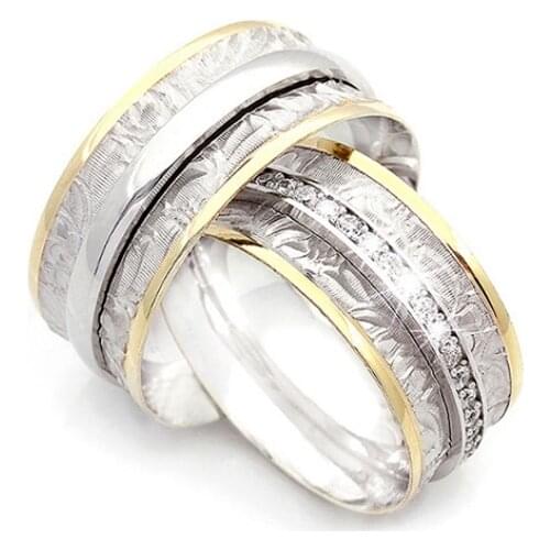 Couple Wedding Ring Sterling Silver 925 Woman And Man Luxury Jewelry Bands Fashion Engagement Anniversary Ancient Greek Model