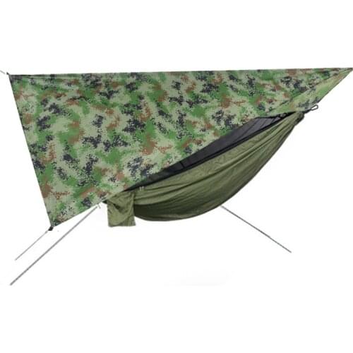 Outdoor Portable Mosquito Net Camping Hammock with Waterproof Sun Shelter Canopy Tarp Hanging Sleeping Bed for 1~2 Person