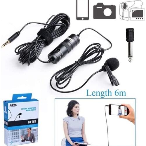 20 Feet Lavalier Microphone For iPhone Computer Smartphone DSLR Cameras Condenser Clip-on Lapel Mic For Facebook Live YouTube
