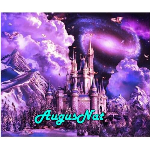 Scenery diamond painting purple castles dimond embroidery full round mosaic dotz diamant rhinestone picture oil paint by numbers