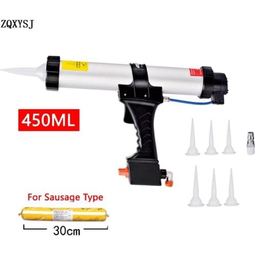ZQXYSJ 450ML Air Pneumatic Sealant Gun Caulking Gun Pistol Pistons Nozzle Seal Decoration Sausage Silicone Gun Construction Tool