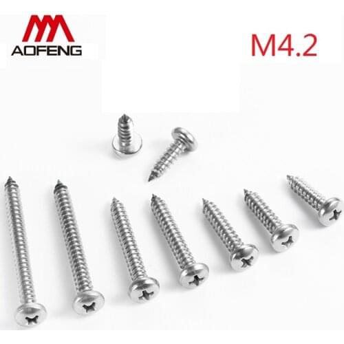 4.2mm Cross Recessed Pan Head Self Tapping Screws M4.2x13 16 19 22 25 32 35 38 45 50 55mm Pan Head Philips Self Tapping Screws