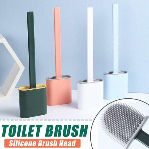 Creative Silicone Wc Toilet Brush Wall Mounted Flat Head Flexible Soft Bristles Brush Household Cleaning Bathroom Accessories