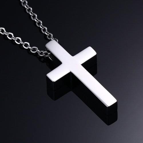 Vnox Classic Blank Cross Necklaces Prayer Christ Stainless Steel Men Women Religion Lucky Jewelry 20" Chain