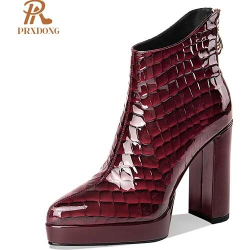 2021 New Fashion Winter Womens Boots Super High Heels Thick Platform Female Ankle Boots with Zipper Sexy Ladies Shoes Green Red