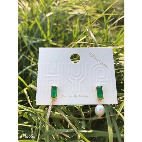 925 Silver Needle Stud Earrings Drop Crystal Zircon Pearl ECO Brass/14k Gold South Korea Fasion Jewelry for Women HYACINTH 2021