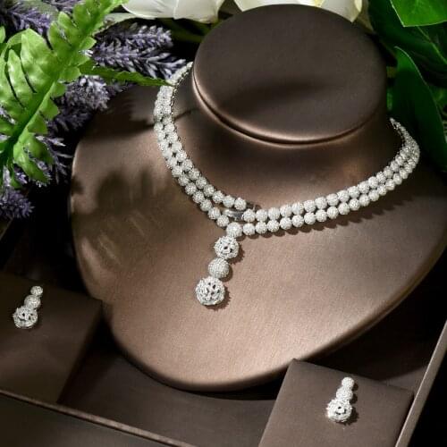 HIBRIDE 2Pcs Ball African Jewelry Sets for Women Wedding Luxury Naija Jewelry Set Cubic Zirconia Dubai Bridal Jewelry N-376