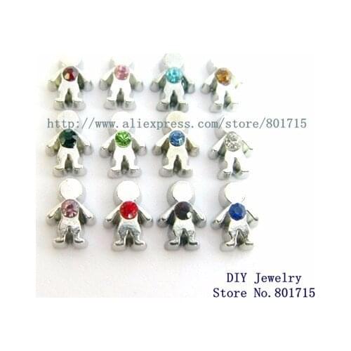 Wholesales 10pcs mix color boy a floating locket living charms fit for floating living memory locket FC431 Christmas Gift