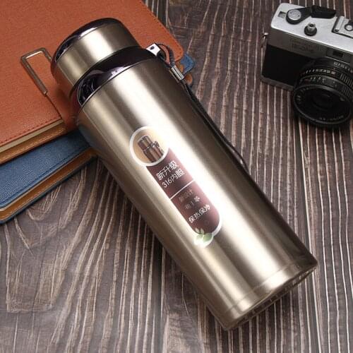 1000ML water bottle large capacity 316 stainless steel tumblers vacuum water cup travel Outdoor Thermos Portable Bottle