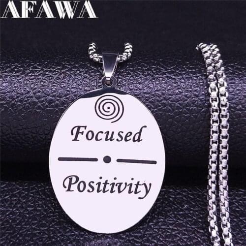 2021 Focused Positivity Whirlpool Stainless Steel Chain Necklace Women/Men Silver Color Necklace Jewelry cadenas mujer N884S01