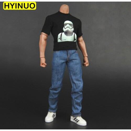 4 Models 1/6 Scale Men Printed t-shirt Male Black t-shirt Boy Denim Suit Clothes Clothing Set For 12" Action Figure Male Body