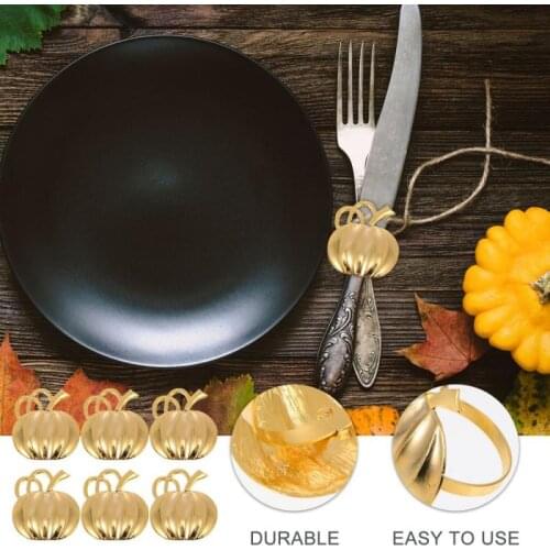 6pcs Gold Silver Napkin Ring Chairs Buckles Pumpkin Shape Design Towel Napkin Ring Halloween Party Decoration Table Decoration