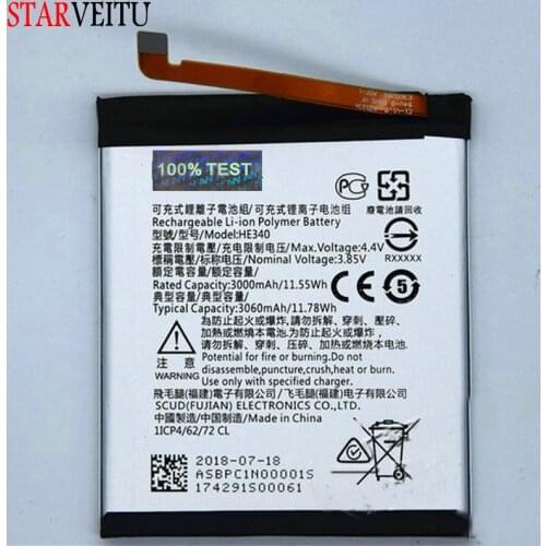 HE340 Battery For Nokia 7 N7 Battery Mobile Phone Replacement Big Batteries Bateria For Nokia7 TA-1041