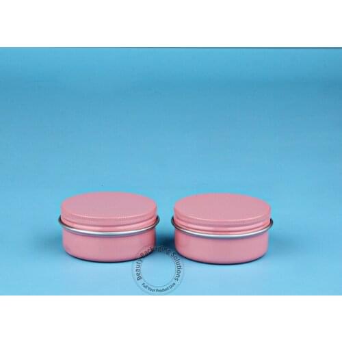 50pcs/Lot Promotion 50g Epmty Aluminum Cream Jar Women Makeup 50ml Facial Cream Jar Lady Pink Cap Refillable Screw Can