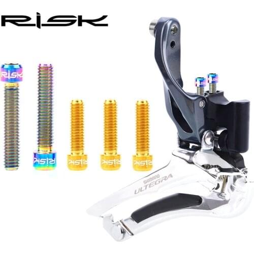 5pcs/3pcs RISK TC4 Titanium Alloy M4 *13.5/20 mm Bolts 3 Colors Bicycle Front Rear Derailleur Adjust Screws For MTB Road Bike