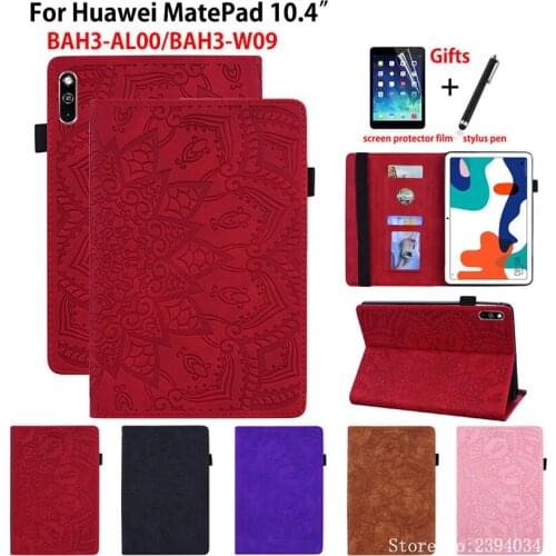 For Huawei MatePad 10.4 inch Case Cover BAH3-W09 BAH3-AL00 Coque Funda Tablet Embossed Silicone PU Leather Stand Shell Capa