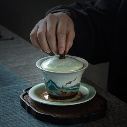Fu Rushan Tureen Japanese Antique Ceramics Gaiwan Large Tea Cup Tea Ceremony Bowl Kung Fu Tea Set Tea Sets China Chinese Gaiwan