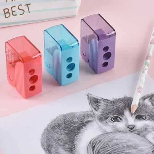 GENVANA G-2198 Mini Three-hole Pencil Sharpener Candy Colors Coarse/Fine Holes Students Manual Mechanical Pencil Sharpener NEW