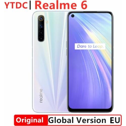 Global Version Realme 6 4GB RAM 128GB ROM 90Hz Display Helio G90T 30W Flash Charge 4300mAh Battery 64MP Camera Multi Language