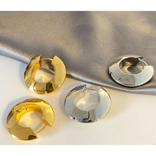 Glossy Metal Ring Earrings for Women Girls 2021 New Trendy Light Luxury Simple Influencer Jewelry